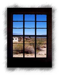 Looking out the window of the gas station.